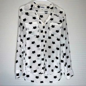 Express cat print button down portfolio shirt